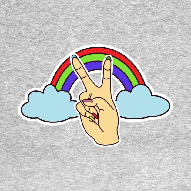 Rainbow Peace Hand Pop Art by 4Craig